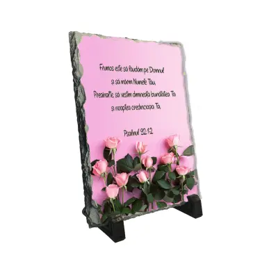 Frumos este sa laudam pe domnul..., placheta cu mesaj, piatra ardezie personalizata, cu mesaj model, pa091